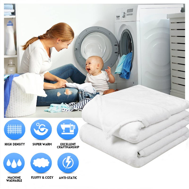 EASELAND EASEALND Soft King Size Blanket All Season Winter Warm Microplush Lightweight Thermal Fleece Blankets for Couch Bed Sofa,90x108 Inches,White - Image 2